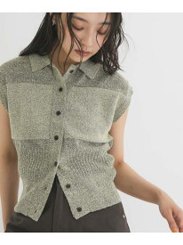 スリーブレスニットシャツ KBF ケービーエフ トップス ニット ベージュ グリーン ホワイト ブラック【送料無料】[Rakuten Fashion]
