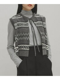 【SALE／50%OFF】ジャガードリメイクベスト KBF ケービーエフ トップス ベスト・ジレ ブルー ブラウン グレー【RBA_E】[Rakuten Fashion]