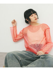 【SALE／60%OFF】リバーシブルレイヤードチュールカットソー KBF ケービーエフ トップス カットソー・Tシャツ ブラック レッド ホワイト【RBA_E】[Rakuten Fashion]