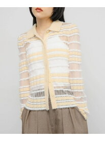 【SALE／50%OFF】シアーボーダーフェザーニット KBF ケービーエフ トップス ニット ピンク ブルー ホワイト【RBA_E】[Rakuten Fashion]