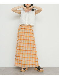 【SALE／60%OFF】シアーチェックプリーツスカート KBF ケービーエフ スカート その他のスカート ネイビー グリーン オレンジ【RBA_E】[Rakuten Fashion]