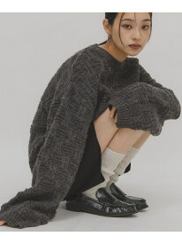 グリッドパターンニット KBF ケービーエフ トップス ニット ホワイト グレー【先行予約】*【送料無料】[Rakuten Fashion]