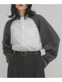 ニットスリーブデザインシャツ KBF ケービーエフ トップス シャツ・ブラウス ベージュ ホワイト グレー【送料無料】[Rakuten Fashion]