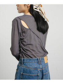 【SALE／60%OFF】シアーリブデザインカットソー KBF ケービーエフ トップス カットソー・Tシャツ ベージュ グレー ピンク【RBA_E】[Rakuten Fashion]