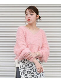 【SALE／50%OFF】シャギーVネックニット KBF ケービーエフ トップス ニット ピンク ブラウン ホワイト【RBA_E】【送料無料】[Rakuten Fashion]