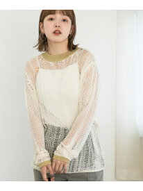 【SALE／60%OFF】ランダム透かし編みルーズニット KBF ケービーエフ トップス ニット ブルー ホワイト【RBA_E】[Rakuten Fashion]