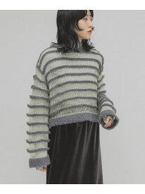 【SALE／60%OFF】シアーボーダーニット KBF ケービーエフ トップス ニット イエロー ネイビー グリーン【RBA_E】[Rakuten Fashion]