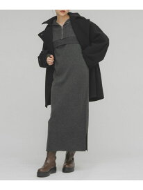 【SALE／50%OFF】ハーフZIPレイヤードニットワンピース KBF ケービーエフ ワンピース・ドレス ワンピース グレー ベージュ【RBA_E】【送料無料】[Rakuten Fashion]