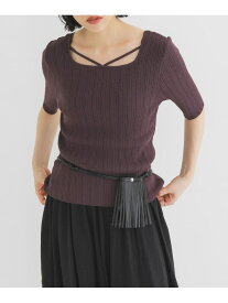 2WAYクロスRIBニット KBF ケービーエフ トップス ニット ブルー ホワイト ブラウン【送料無料】[Rakuten Fashion]