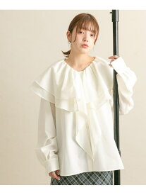 【SALE／50%OFF】ラッフルカラーブラウス KBF ケービーエフ トップス シャツ・ブラウス ネイビー ホワイト【RBA_E】[Rakuten Fashion]