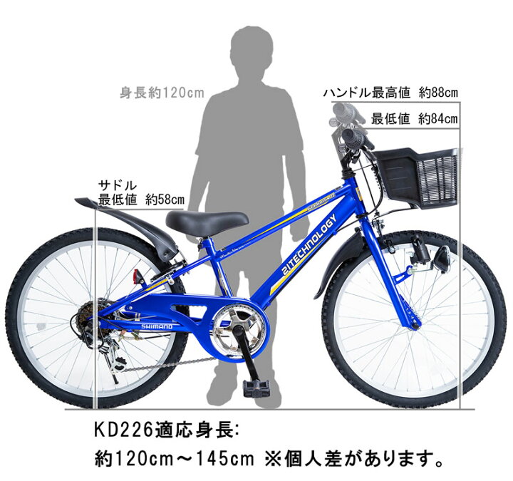 送料無料/ジュニア 自転車 マウンテンバイクタイプ バスケット 22 