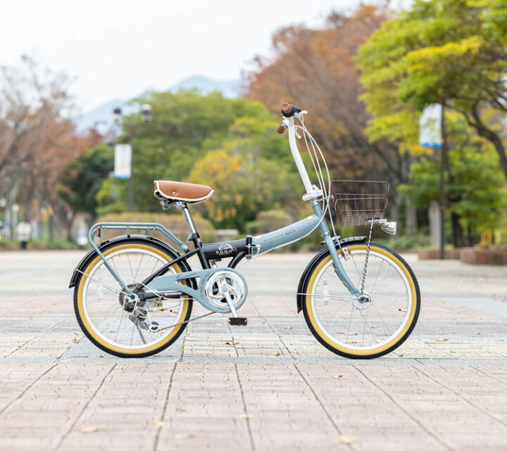 折りたたみ自転車 20インチ マルイシ ライト 付き 6変速 黄色 カゴ 