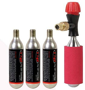 TNI CO2 インフレーター ボンベセット エアバルブ 米式 仏式兼用 CO2ボンベ16g×4本