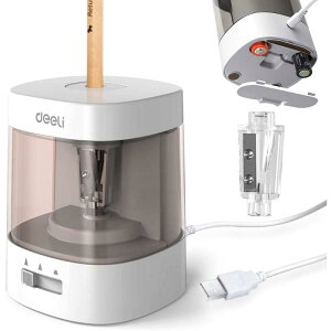 電動鉛筆削り 電動シャープナー 6-8mm鉛筆 乾電池/USB 2A電源供給 デッサン鉛筆 小学生 色鉛筆 デッサン 美術