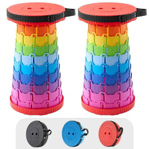 VECELO 折りたたみ椅子 携帯椅子 折畳椅子 伸縮式 超軽量 コンパクト 耐荷重150kg 直径25×高さ7~45cm 携帯便利 一秒開閉でき 高さ調節可能 キャンプ椅子 野外レジャー用 組み立て不要