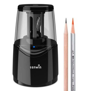 Tihoo えんぴつ削り 鉛筆削り電動 6-8mmの鉛筆用 スパイラル刃 芯詰り防止 学校/職場/家対応(USBケーブル付属)