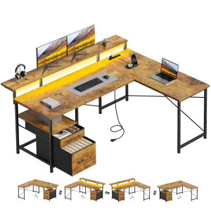 Maihail SZ903-JP デスク 机 パソコンデスク l字デスク 棚付き ディスプレイスタンド付き 幅155cm desk
