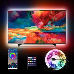 �e���r�pLED���C�g 65-75�C���` 15�t�B�[�g TV LED�o�b�N���C�g 65�C���` RGB LED�X�g���b�v���C�g TV���j�^�[�p ���y���� USB�d���̌���TV���C�g �F���ς�� ���� �����R��