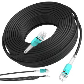 30M OM3 OM4 LC LC 屋外アーマード光ファイバーパッチケーブル マルチモードデュプレックス50 125μm 10Gb 40Gb 100Gb 工業用TPUジャケット 直接埋設 ユニブーツ MMF OD 5mm プルアイキット装着