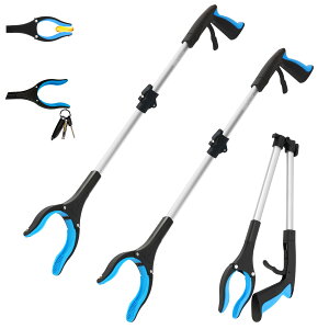 32 inch Reacher Grabber Tool with Strong Magnetic and Swivel Head Blue