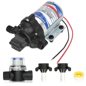 自動デマンドダイアフラムポンプ 12V DC 3.0 GPM バイトンバルブ付き 45PSIデマンドスイッチ サントプレンダイヤフラム セルフプライミング 最大10AMPS 1/2インチ-14 NPSMポート