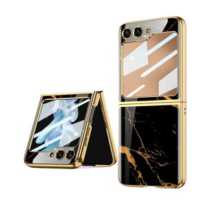 Galaxy Z Flip 5 ���� �K���X�w�ʃP�[�X �n�[�h �ی�t�B�����ƃJ�o�[����̉��P�[�X �Ռ��z�� �S�ʕی� �� �y�� �����K���X �w�ʃJ�o�[ ���b�L �܂��� �J�o�[