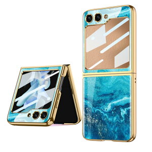 Galaxy Z Flip 5 ���� �K���X�w�ʃP�[�X �n�[�h �ی�t�B�����ƃJ�o�[����̉��P�[�X �Ռ��z�� �S�ʕی� �� �y�� �����K���X �w�ʃJ�o�[ ���b�L �܂��� �J�o�[