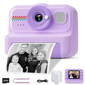 キッズカメラ インスタントプリント 1080P HD インスタントプリントカメラ 3ロールプリント用紙&32GBカード付き 自撮りデジタルカメラ 子供向け 男の子&女の子に最適なおもちゃ ギフト 3-14歳