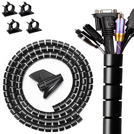 ケーブルカバー ペット 猫 犬 噛む防止 大内径28MM 電源コード まとめる 保護 配線隠しスパイラルチューブ整理収納 繰り返し利用可能 調節できる パソコン テレビ オフィス用 電気電線 lan延
