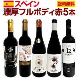 【送料無料】たっぷりコク旨!!スペイン濃厚フルボディ赤ワイン5本セット!!