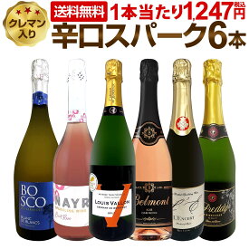 スパークリングワインセット スパークリングワイン セット 辛口 ワインセット 泡 白 ギフト 箱 京橋ワイン 京橋わいん 6本 750ml クレマン イタリア 送料無料 第224弾 クレマン入り極旨泡ばかりの辛口スパークリングワイン6本 飲み比べ
