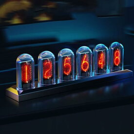 BRIMFORD ニキシー管 時計 IPS デジタル管時計 ニキシー管風置き時計 RGBフルカラークロック 擬発光管時計 LED時計 卓上時計 1600万