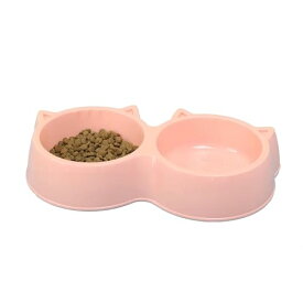 犬用食器・ボウル 猫用食器・ボウル ペット食器 ペットボウル プラスチック 滑り止め付き 水洗い可能 2個 一体型 可愛い ピンク 小型