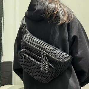 アウトドア旅行バデイリー・トラベル・トレンド・メッシュ・サマー・エッセンシャル・シンプル・ショルダーバッグ女性向けブラックメッシュ クロスボディバッグ