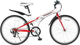 Switzsport-Tech(スウィツスポート-テック) SIERRE-II〔シエルII〕 クロスバイクタイプ26インチ折りたたみ自転車 〔SHIMANO Tourney 7段変速〕- 【White/Red】MDL31015