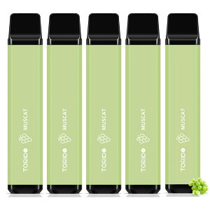 電子タバコ 使い捨て vape 12500回吸引 マスカット 5本 メンソール入り 大容量 爆煙 水蒸気タバコ メンテナンス不要 ビタミン入り ニコチンなし タールなし 禁煙 ベイプ オートスイッチ O2Plus型