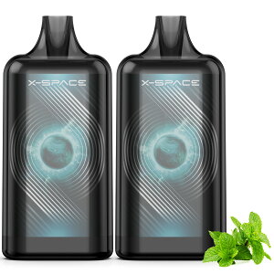 電子タバコ 使い捨て VAPE シーシャ 大容量 60000回吸引 爆煙 Type-C充電式 ベイプ 水蒸気タバコ 持ち運び便利 タバコ 本体 ニコチン0 タール0 禁煙サポート X-SPACE ミントアイス2本