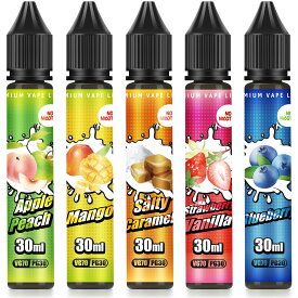 電子タバコ リキッド 【30ml×5種風味 150ml】 vape ベイプ リキッド 爆煙 E-liquid リアルフレーバー ストロベリーバニラ マンゴー ブルーベリー グリーンアップルピーチ 塩キャラメル 独自製法 VG70：PG30 ノンメンソール版 プレゼント ニコチンゼロ DBL