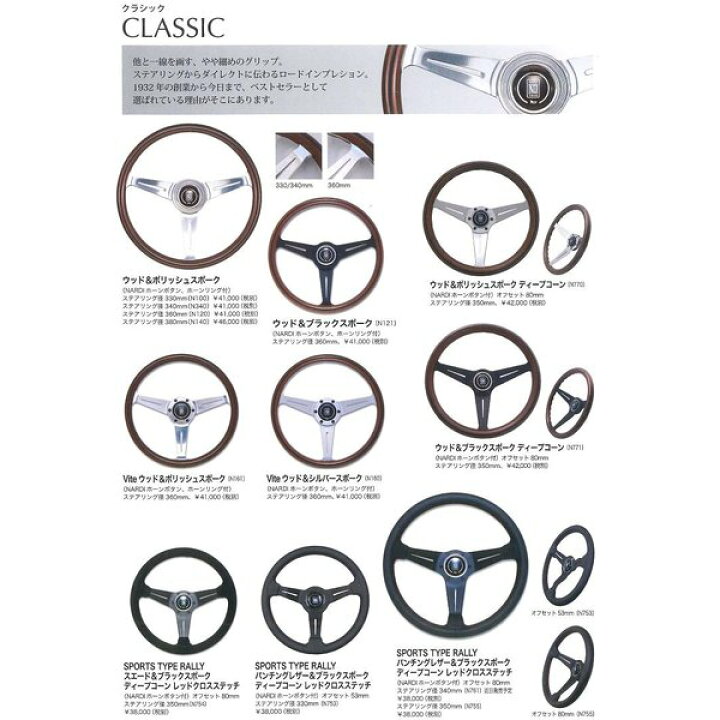 楽天市場】NARDI ナルディ N122 ウッド&ブラックスポーク ステアリング 