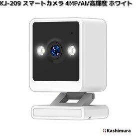 カシムラ　KJ-209　スマートカメラ　4MP　AI　高輝度　ホワイト　屋内専用　KJ209【お取り寄せ】カメラ　防犯　防犯カメラ　監視カメラ