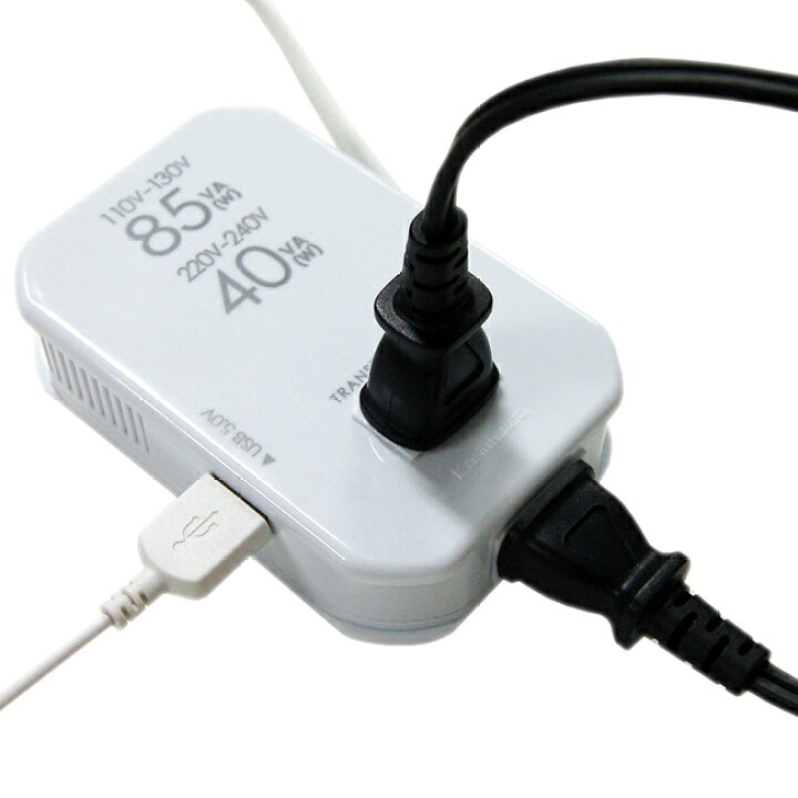 楽天市場】カシムラ NTI-111 海外用薄型2口変圧器USB 110-130V/85VA 