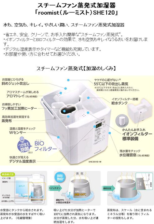楽天市場】三菱重工冷熱 SHE120VD-W スチームファン蒸発式加湿器 