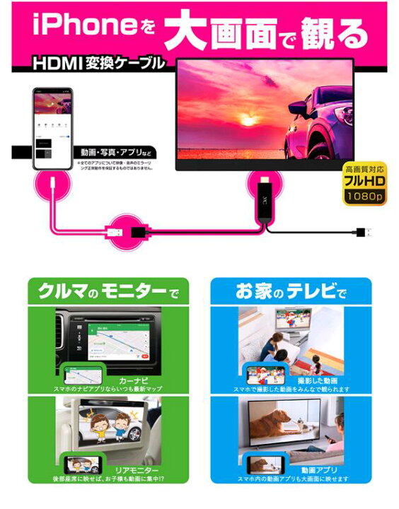 市場】KD-207 HDMI変換ケーブル iPhone専用 カシムラ kashimura KD207【お取り寄せ商品】【カー用品 映像】 :  KCMオンラインショップ
