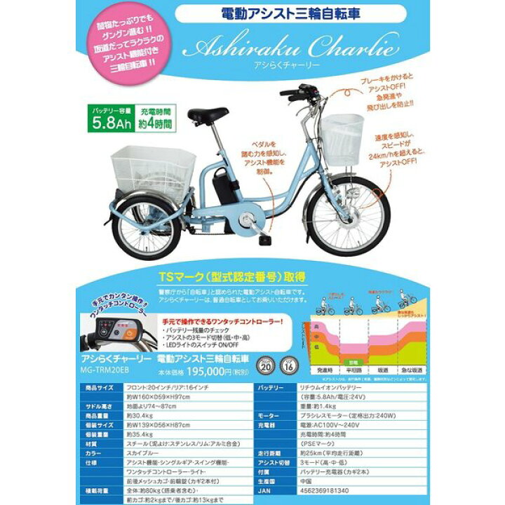 楽天市場】ミムゴ MG-BATTERY5.8Ah アシらくチャーリー 電動アシスト 