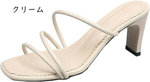 ミュール サンダル レディース つっかけ 太ヒール チャンキーヒール かかとなし ハイヒール 6 歩きやすい 楽 カジュアル きれいめ おしゃれ オフィス 春 夏 ストラップ 小さいサイズ オレン