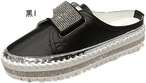 厚底スリッポン スニーカー かかとなし レディース ラインストーン キラキラ 美脚 おしゃれ ミュール サボサンダル キルティング 春夏 歩きやすい 疲れない 快適 クッション性 低反発 軽量