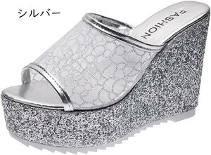 メッシュ チュール サンダル レディース 厚底 クッション ミュール サンダル レディース つっかけ 厚底サンダル オフィスサンダル 黒 ウェッジソール 歩きやすい おしゃれ セクシー コンフ