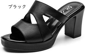 軽量 サボ サンダル レディース 厚底 オープントゥ 太ヒール ミュール ヒール カジュアル 脱げない 痛くない 疲れない オフィスサンダル 無地 シンプル 底厚 サボ スリッパ 履きやすい 歩き