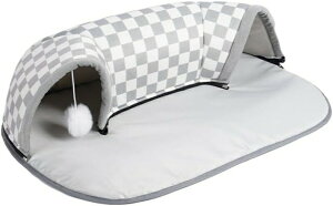 ペットベッド 猫 トンネル おもちゃ ペットマット 子猫対応 ネコ ベッド ハウス 遊び小屋 吊り下げボール付き キャットハウス ネコ用品 グレー ストレス発散 運動不足 対策 ペット玩具 ペッ