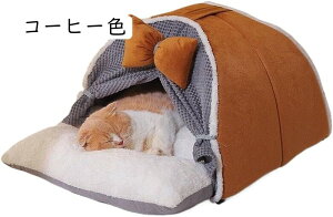 冬用 ペットベッド 猫用ベッド 子犬 猫用ハウス ドーナツペットベッド ペットハウス 子犬 猫用ハウス 寝袋 防寒 寒さ対策 保温 M 35*47*65cm 肌触りのよい ぐっすり眠る 洗える 滑り止